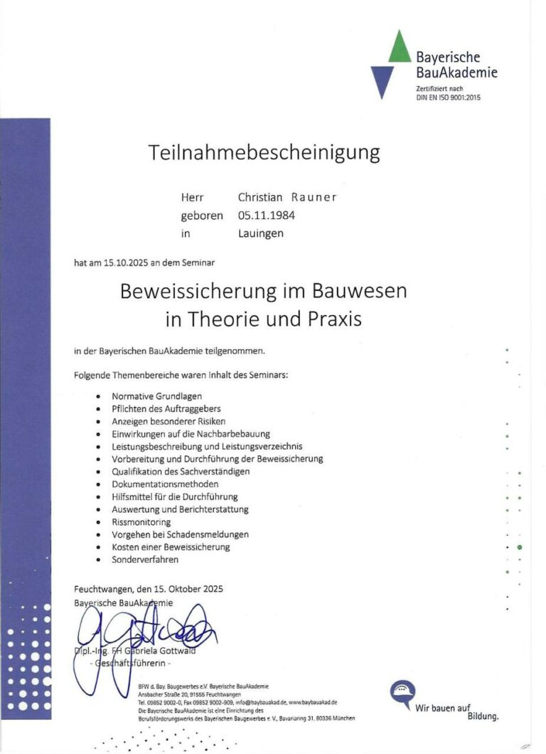 CR_Beweissicherung Teilnahme_Bayerische Bauakademie